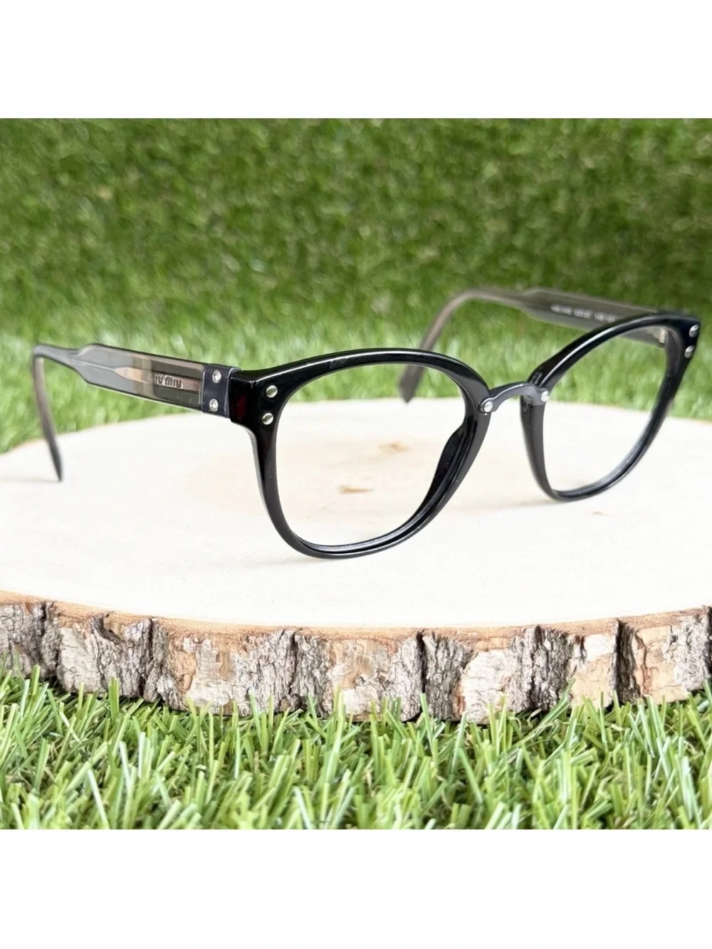 Miu Miu Eyeglasses Frames Cat-Eye VMU 04Q Glasses Black Gray 52-20-140 Italy